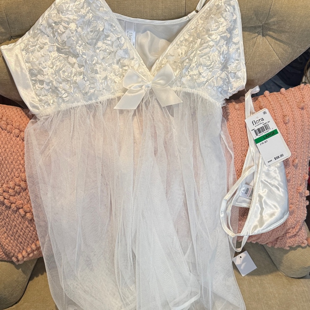 Flora Nikrooz Sheer White Chemise